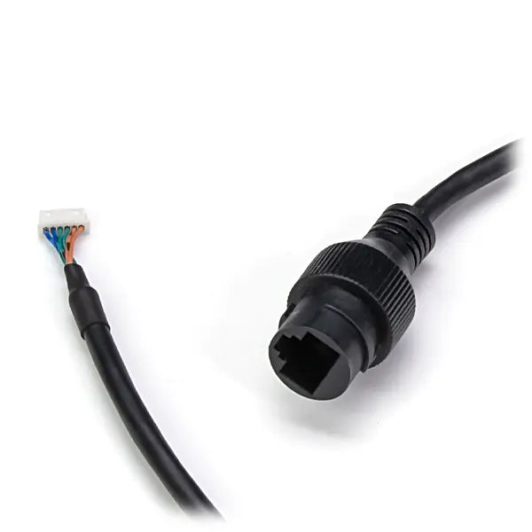 Close up of RJ45 and 6-pin board connection on cable