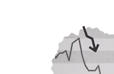 black and white descending line graph