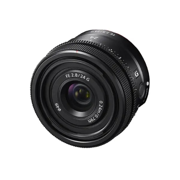 Sony FE 24mm f/2.8 E-Mount Prime G Lens forward-left facing