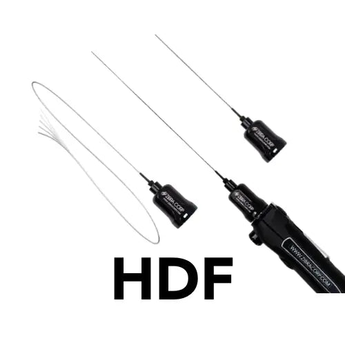 Zibra fiberscope with 2 additional probe tips and "HDF" text