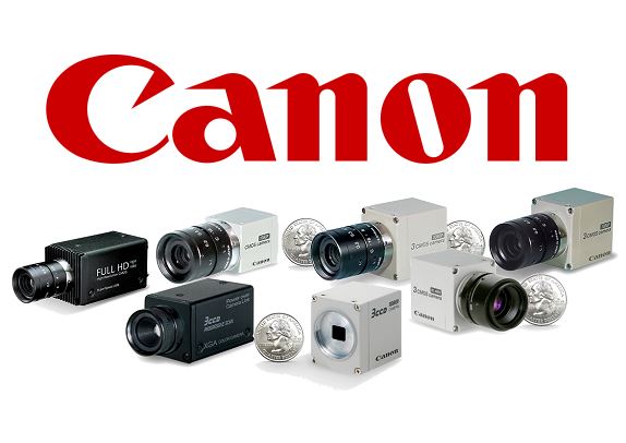 Canon logo with array of Canon Medical Cameras