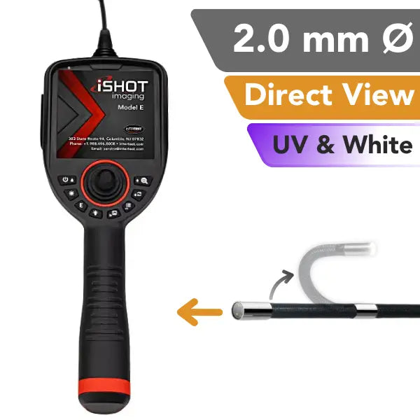 iShot Model E 2.0 mm Articulating Direct View Industrial Borescope with dual Illumination - InterTest