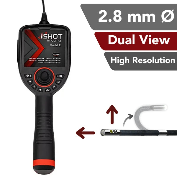 iShot Model E 2.8 mm Articulating Dual View Industrial Borescope with High Resolution - InterTest