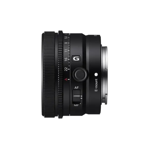 Sony FE 24mm f/2.8 E-Mount Prime G Lens profile showing AF/MF switch