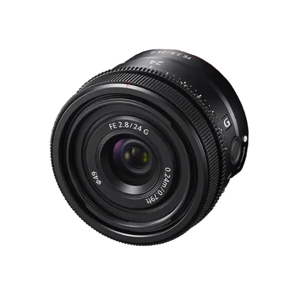 Sony FE 24mm f/2.8 E-Mount Prime G Lens forward-left facing