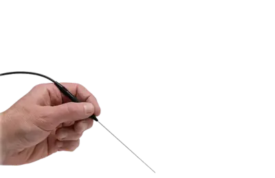 Hand holding a video borescope wand configuration