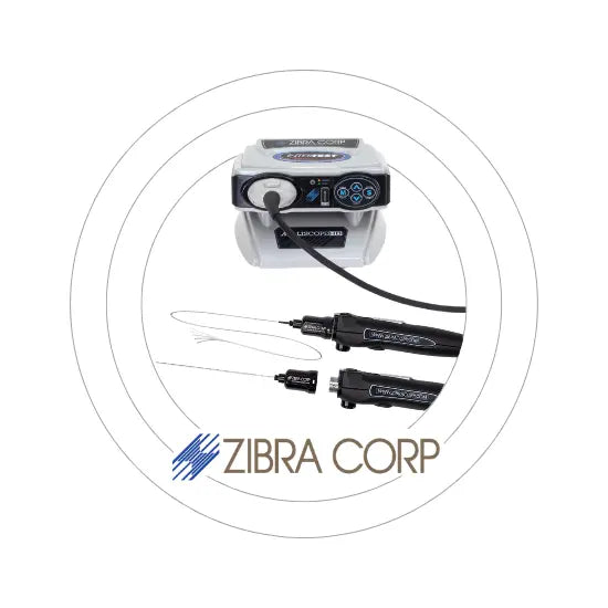 Zibra Milliscope HDF system inside 3 rings with the Zibra Corp Logo on a white background